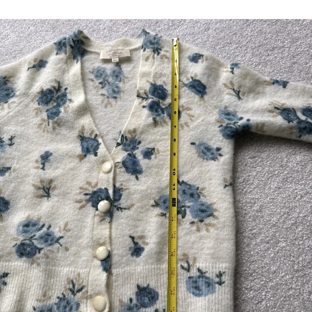 Sezane Floral Cardigan in Cream and Blue - Picture 5 of 7